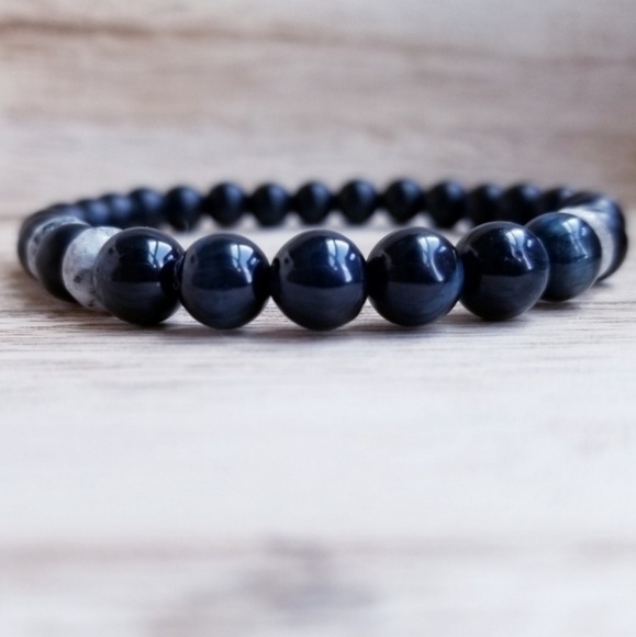 Vicky Beeds Other - Blue Tiger Eye & Onyx Gemstone Bracelet